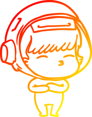 Bir insan tarafından çizilen çizgi film meraklısı astronotun sıcak gradyan çizimi