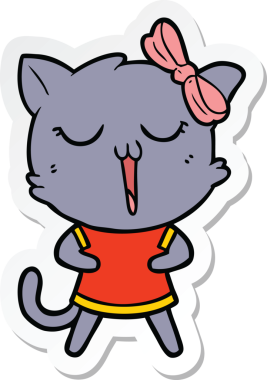 Bir insan tarafından çizilmiş çizgi film kedisinin çıkartması.