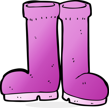 Bir insan tarafından çizilmiş lastik çizmeler.