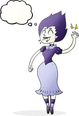 Bir insan tarafından çizilmiş serbest çizim baloncuk vampir kız.