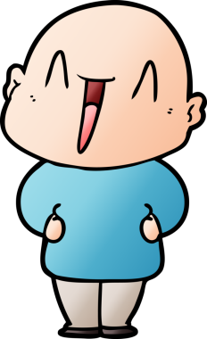 Bir insan tarafından çizilmiş mutlu, kel adam.