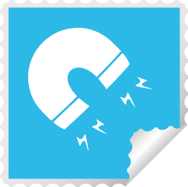 Bir insan tarafından çizilmiş bir mıknatısın kare soyma etiketi