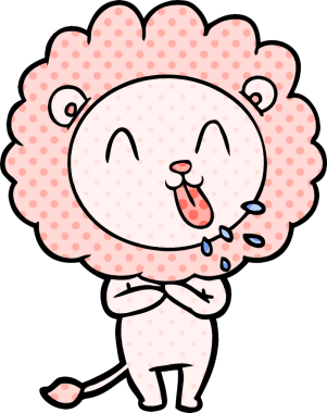 Bir insan tarafından çizilmiş mutlu çizgi film aslanı.