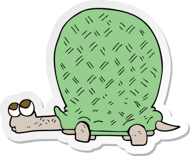 Bir insan tarafından çizilmiş karikatür kaplumbağasının çıkartması.