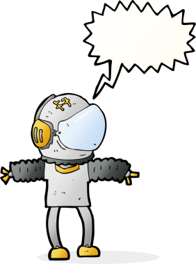 Bir insan tarafından çizilmiş konuşma balonu olan bir astronot.