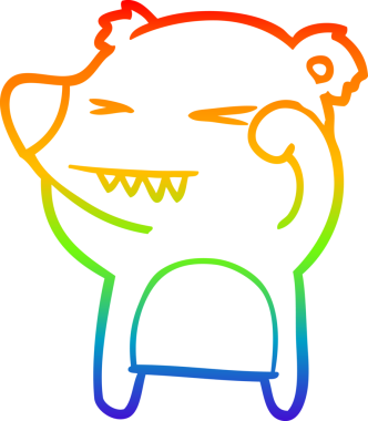 Bir insan tarafından çizilmiş kızgın ayı karikatürünün gökkuşağı gradyanı