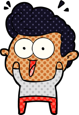 Bir insan tarafından çizilmiş heyecanlı bir çizgi film.