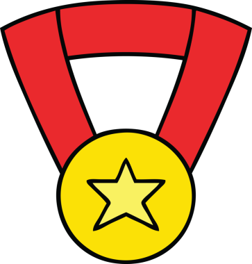 Bir insan tarafından çizilmiş altın madalyanın sevimli karikatürü.