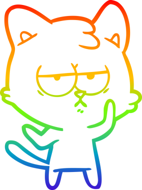 gökkuşağı gradyan çizimi bir insan tarafından çizilmiş sıkılmış çizgi film kedisi