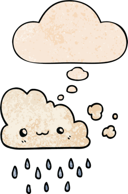 Düşünce baloncuklu karikatür fırtına bulutu bir insan tarafından çizilmiş grunge doku tarzı