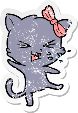 Bir insan tarafından çizilmiş karikatür bir kedinin sıkıntılı çıkartması.