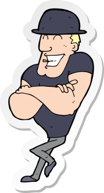 Bir insan tarafından çizilmiş melon şapkalı bir adamın çıkartması.