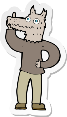 Bir insan tarafından çizilmiş fikri olan bir kurt adamın çıkartması.