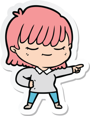 Bir insan tarafından çizilmiş bir karikatür kadının çıkartması.