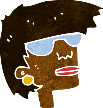 Bir insan tarafından çizilmiş gözlüklü kadın yüzü.