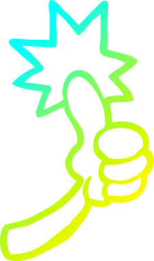 Bir insan tarafından çizilmiş bir karikatürün soğuk gradyan çizimi.