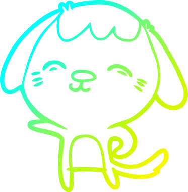 Bir insan tarafından çizilmiş mutlu çizgi film köpeğinin soğuk gradyan çizimi