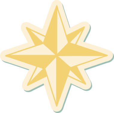 Bir insan tarafından çizilmiş geleneksel bir yıldız stiliyle dövme çıkartması.