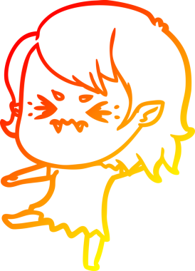 Bir insan tarafından çizilmiş kızgın bir vampir kız çizgi çizimi.