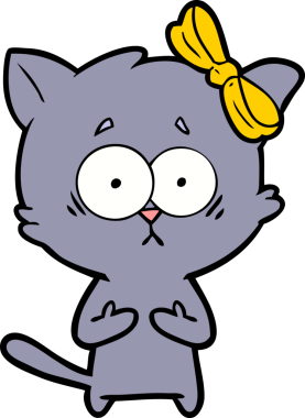 Bir insan tarafından çizilmiş çizgi film kedisi.