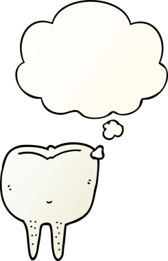 Düşünce baloncuğu olan çizgi film dişleri bir insan tarafından çizilmiş.