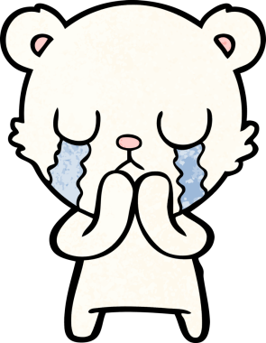 Bir insan tarafından çizilmiş üzgün küçük kutup ayısı çizgi filmi.