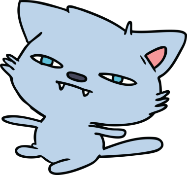 Bir insan tarafından çizilmiş kawaii kedisinin serbest çizimi.