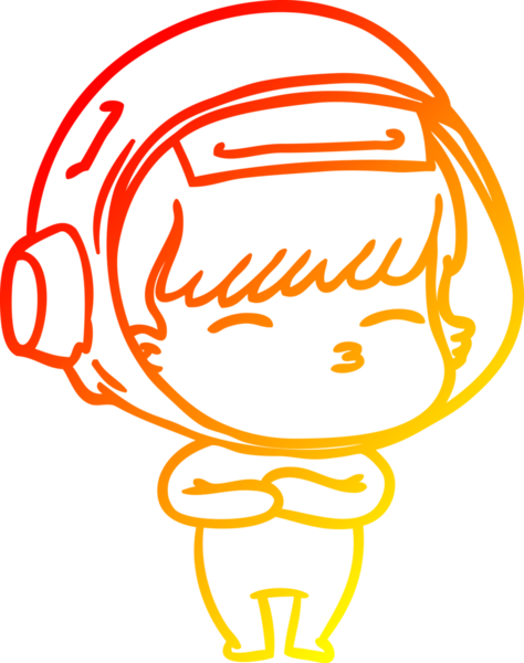 Bir insan tarafından çizilen çizgi film meraklısı astronotun sıcak gradyan çizimi