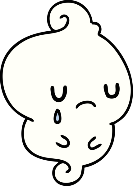 Bir insan tarafından çizilenler için ağlayan çizgi film hayaleti.