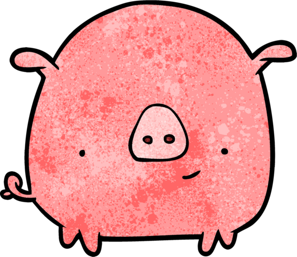 Bir insan tarafından çizilmiş mutlu domuz.