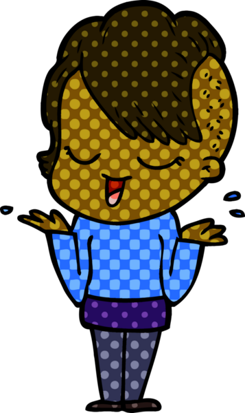 Bir insan tarafından çizilmiş mutlu çizgi film kızı.