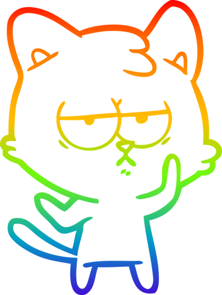 gökkuşağı gradyan çizimi bir insan tarafından çizilmiş sıkılmış çizgi film kedisi