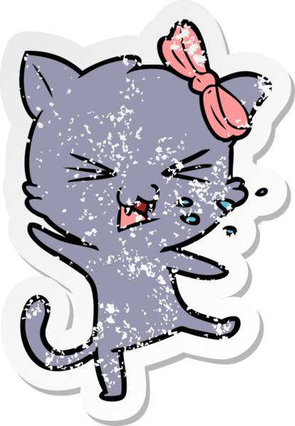 Bir insan tarafından çizilmiş karikatür bir kedinin sıkıntılı çıkartması.