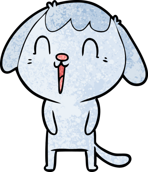 Bir insan tarafından çizilmiş şirin bir çizgi film köpeği.