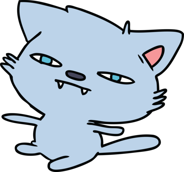 Bir insan tarafından çizilmiş kawaii kedisinin serbest çizimi.