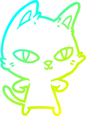 Bir çizgi film kedisinin insan tarafından çizilmiş soğuk çizgi çizimi.