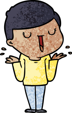 Bir insan tarafından çizilmiş tasasız mutlu çocuk çizgi filmi.