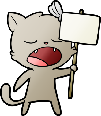 Bir insan tarafından çizilmiş esneyen kedi çizgi filmi.