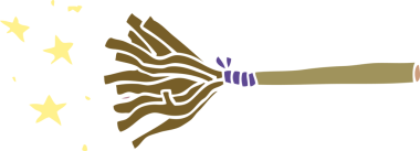 Bir insan tarafından çizilmiş sihirli süpürge.