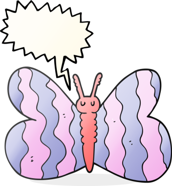 Bir insan tarafından çizilmiş serbest konuşma balonu kelebeği.