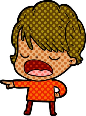 Bir insan tarafından çizilmiş bir karikatür kadın konuşuyor.