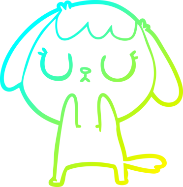 Bir insan tarafından çizilmiş şirin bir çizgi köpeğin soğuk gradyan çizgisi.