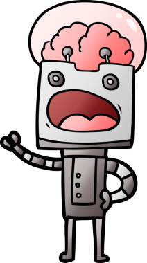 Bir insan tarafından çizilmiş çizgi film robotu