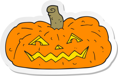 Bir insan tarafından çizilmiş cadılar bayramı balkabağı karikatürü çıkartması.