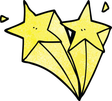 Bir insan tarafından çizilmiş karalama kayan yıldızlar.