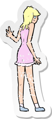 Bir insan tarafından çizilmiş bir karikatür kadının gerilmiş çıkartması.