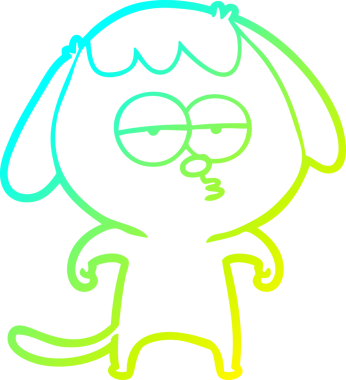 Bir insan tarafından çizilmiş ve sıkılmış bir köpeğin soğuk çizgi çizimi.