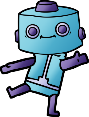 Bir insan tarafından çizilmiş çizgi film robotu