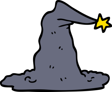 Bir insan tarafından çizilmiş karalama tarzı çizgi film sihirbazı şapkası.