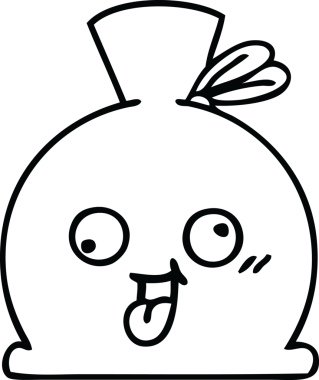 Bir insan tarafından çizilmiş çuval karikatürü.